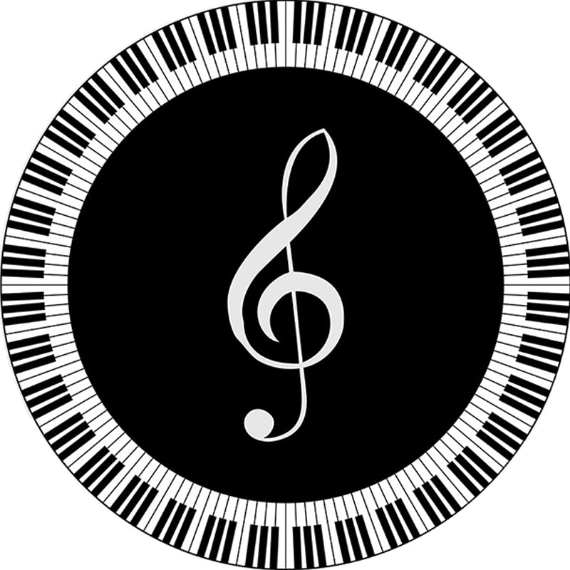 Frendorf | Schwarz und Weiß Moderner Teppich Polyester Noten- und Klaviermuster Teppich Waschbar Rutschfeste Unterlage Teppich für das Wohnzimmer