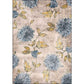 Frendorf | Frans Landhaus Blumenmuster Teppich mit Blatt Hellbraun und Blau Polyester Teppich Maschinenwaschbar Rutschfeste Läufer für Schlafzimmer