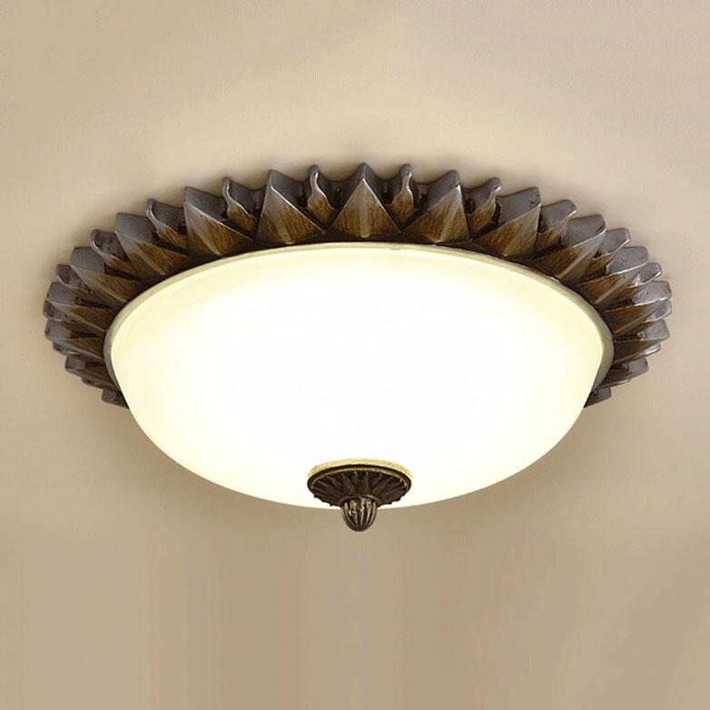 Frendorf | SolaraBowl Deckenleuchte | Vintage Glasschirm im Sonnen-Design | 1/3-Licht Flush-Mount Lampe | Elegante Beleuchtung