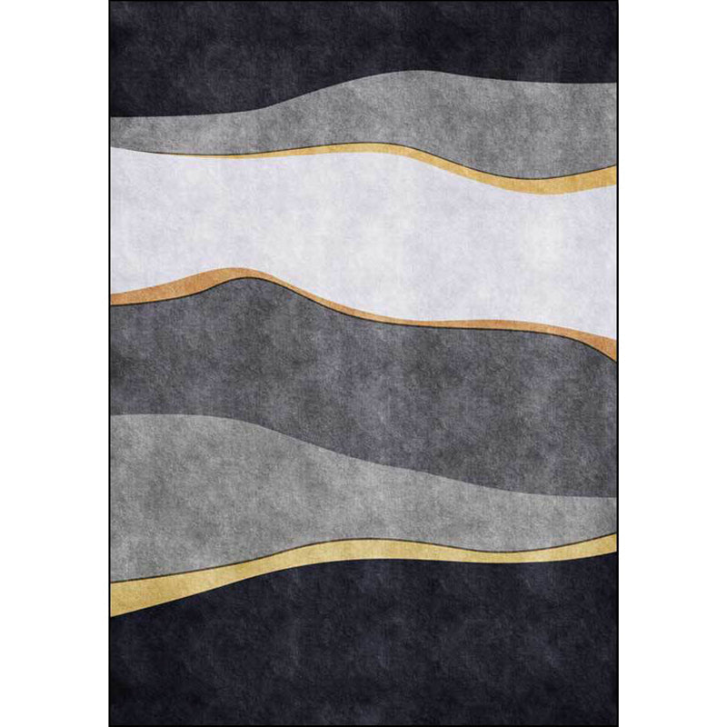 Frendorf | Einzigartiger Colorblock Teppich Schwarz und Grau Moderner Teppich Polyester Waschbar Rutschfeste Rückseite Bereichsteppich für Wohnzimmer