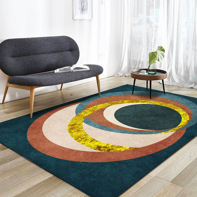 Frendorf | Einzigartiger Farbkombination Teppich Grün Mehrfarben Nordic Teppich Polyester Waschbar Rutschfeste Rückseite Teppich für das Wohnzimmer