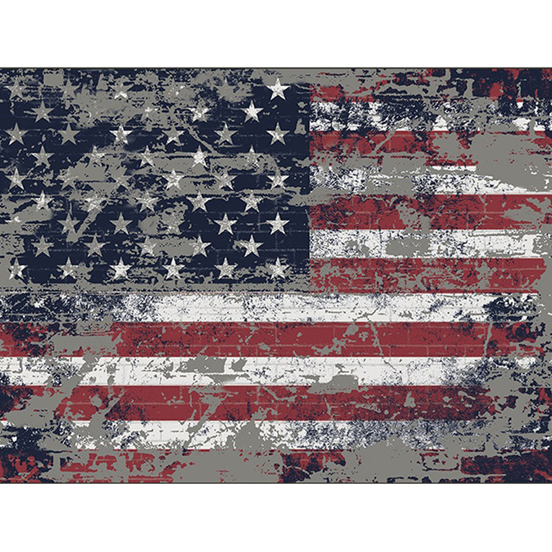 Frendorf | Roter und Blauer Moderner Teppich Polyester USA Flaggenmuster Teppich Waschbar Rutschfeste Unterlage Teppich für Wohnzimmer