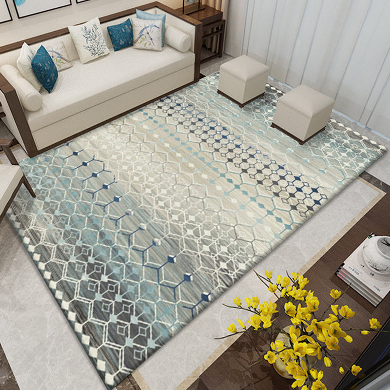 Americana Southwestern Teppich in Grau und Weiß Geometrisch Floral Muster Teppich Polyester Rutschfester Teppich für Home Dekoration