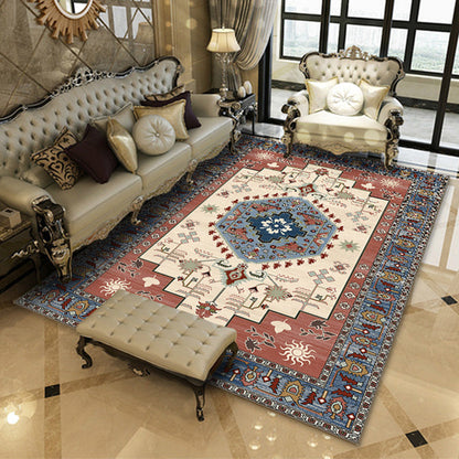 Americana Southwestern Teppich in Grau und Weiß Geometrisch Floral Muster Teppich Polyester Rutschfester Teppich für Home Dekoration