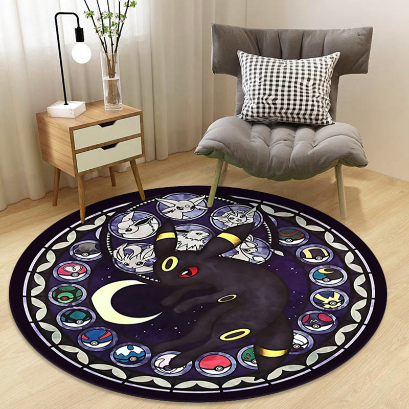 Frendorf | Stylischer Kinderteppich in Schwarz und Gelb Märchen Hase Bär Schneemann Muster Teppich Polyester Waschbar Teppich für das Kinderzimmer