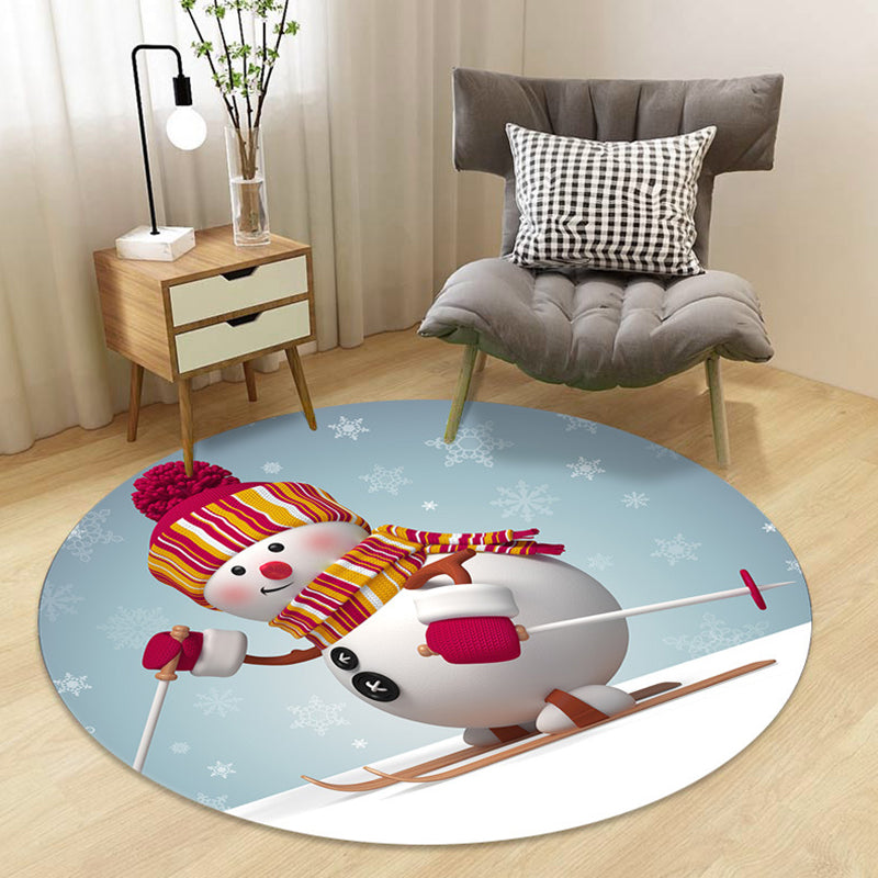 Frendorf | Stylischer Kinderteppich in Schwarz und Gelb Märchen Hase Bär Schneemann Muster Teppich Polyester Waschbar Teppich für das Kinderzimmer