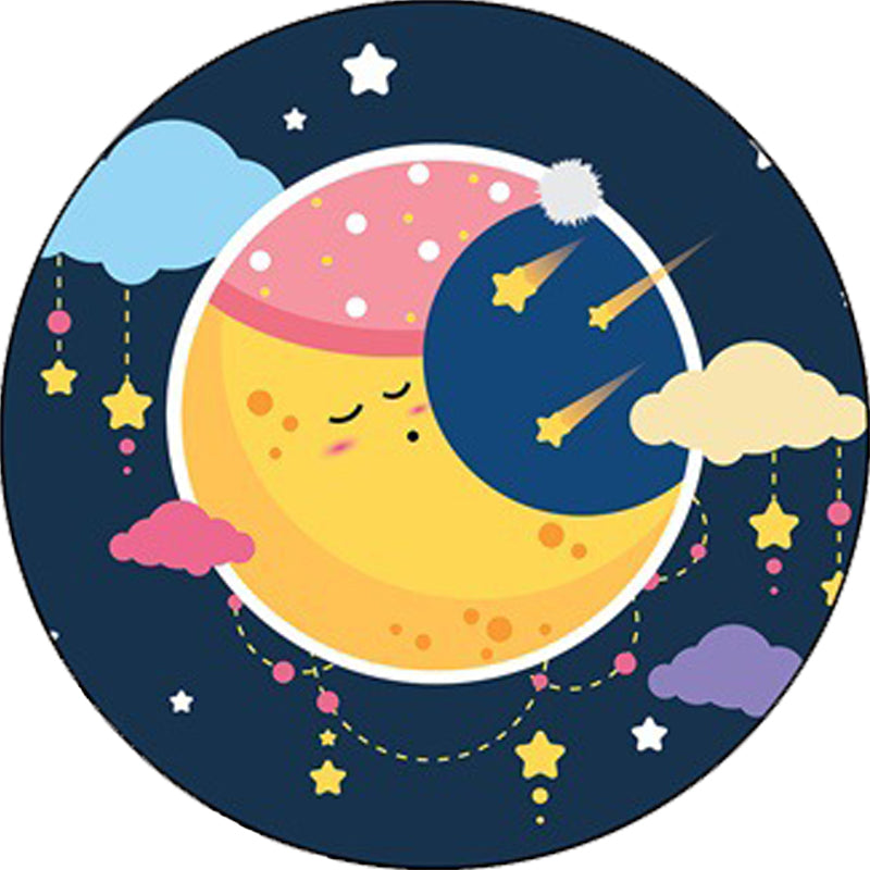 Frendorf | Blauer Kinderzimmerteppich Kinder Märchen Mond Sterne Muster Teppich Polyester  
Rutschfeste Rückseite Teppich