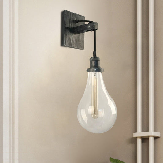 Frendorf | Exposed Bulb Weinclub Wandleuchte Vintage Klarglas Einzelne Birne Schwarze Wandmontierte Lampe