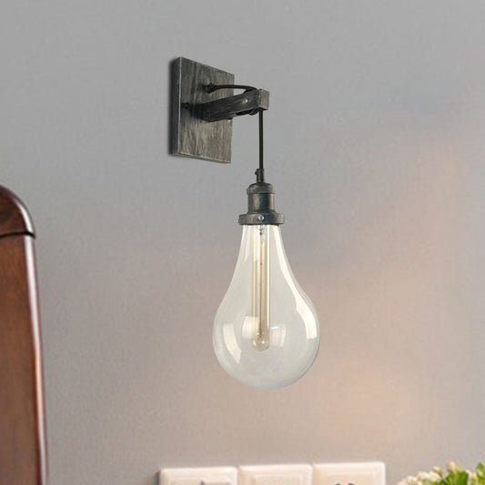 Frendorf | Exposed Bulb Weinclub Wandleuchte Vintage Klarglas Einzelne Birne Schwarze Wandmontierte Lampe