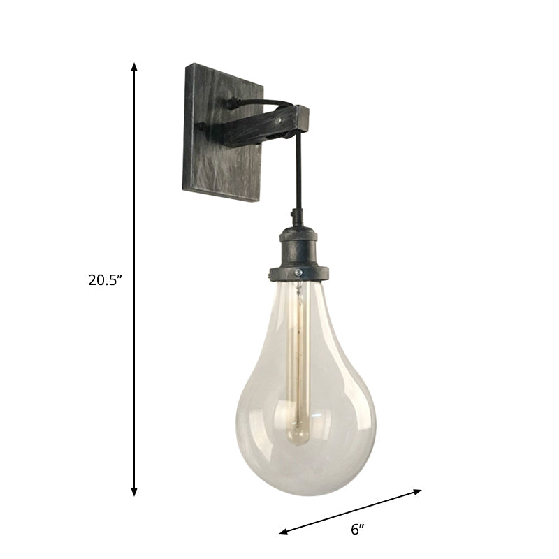 Frendorf | Exposed Bulb Weinclub Wandleuchte Vintage Klarglas Einzelne Birne Schwarze Wandmontierte Lampe