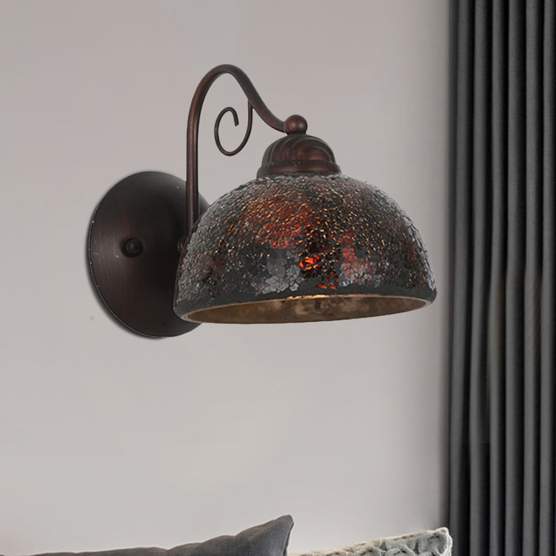 Frendorf | Antieke Koepel Vorm Wandlamp Enkele Bulb Metaal Gebogen Arm Wandverlichting Idee in Roest