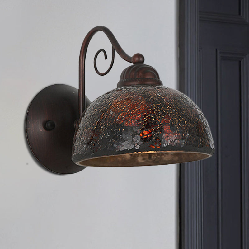 Frendorf | Antieke Koepel Vorm Wandlamp Enkele Bulb Metaal Gebogen Arm Wandverlichting Idee in Roest