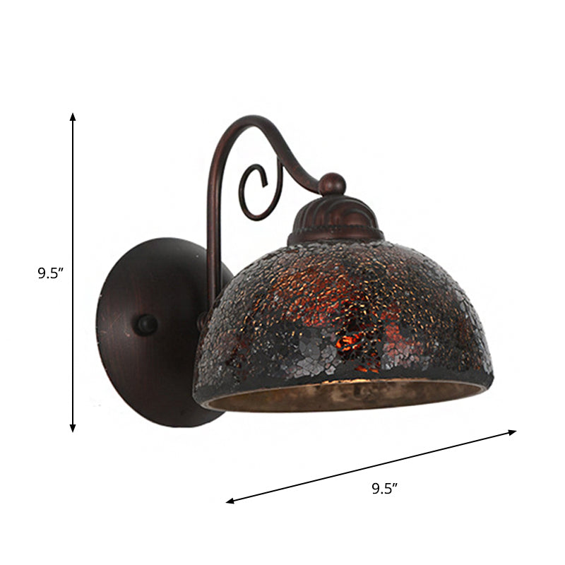Frendorf | Antieke Koepel Vorm Wandlamp Enkele Bulb Metaal Gebogen Arm Wandverlichting Idee in Roest