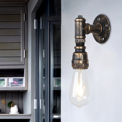 Frendorf | 1 Glühbirne Wand Sconce Beleuchtung mit Wasserrohr Metall Schirm Rustikal Industrie Wohnzimmer Wandlampe in Bronze