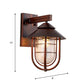 Frendorf | Laterne-förmige Balkon-Wandlampe Lager Metall 1 Kopf Wettergegerbtes Kupfer/schwarz Wandbeleuchtungseinheit mit ovalem klarem Glasschirm