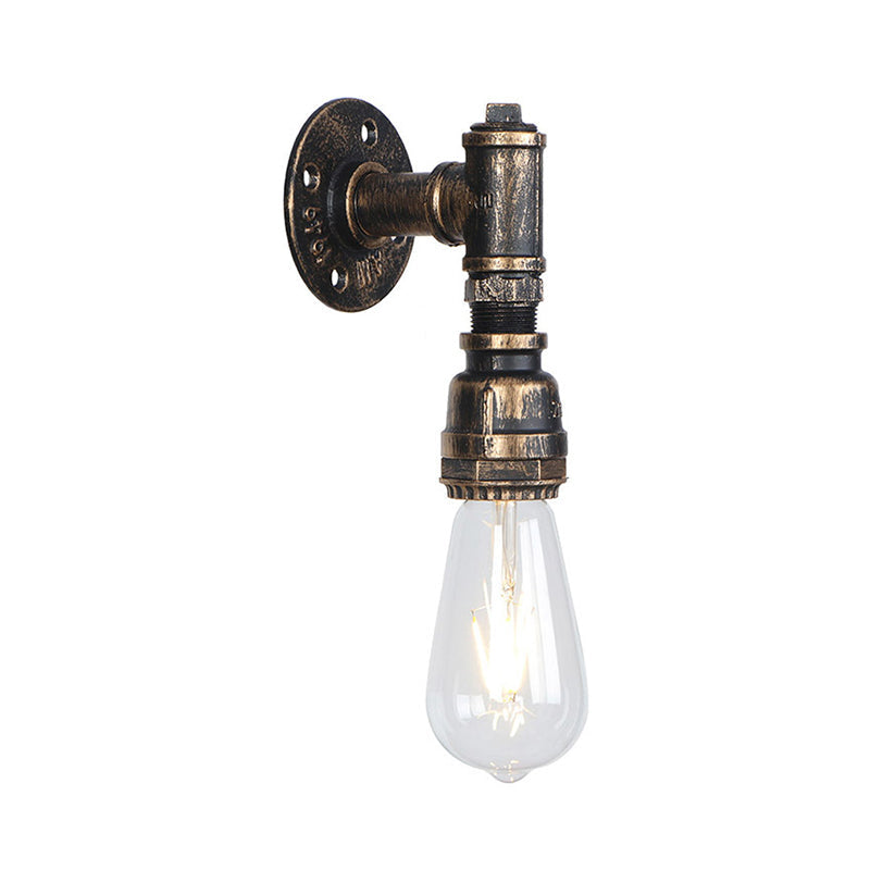 Frendorf | 1 Glühbirne Wand Sconce Beleuchtung mit Wasserrohr Metall Schirm Rustikal Industrie Wohnzimmer Wandlampe in Bronze