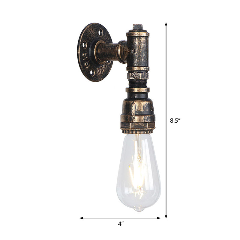 Frendorf | 1 Glühbirne Wand Sconce Beleuchtung mit Wasserrohr Metall Schirm Rustikal Industrie Wohnzimmer Wandlampe in Bronze