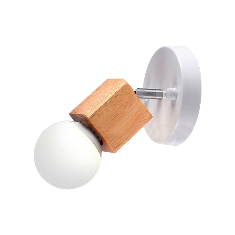 Frendorf | Zwart/Wit 1 Hoofdwandlamp Sconces Industrieel Stijl Houten Vierkante Wandmontage Lamp met Circulaire Wandplaat