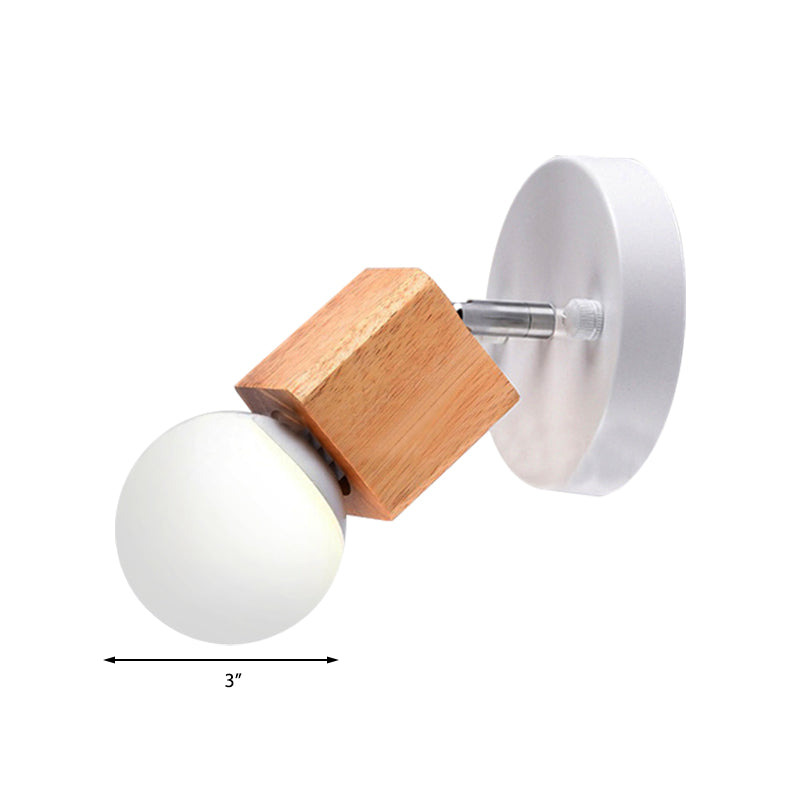 Frendorf | Zwart/Wit 1 Hoofdwandlamp Sconces Industrieel Stijl Houten Vierkante Wandmontage Lamp met Circulaire Wandplaat