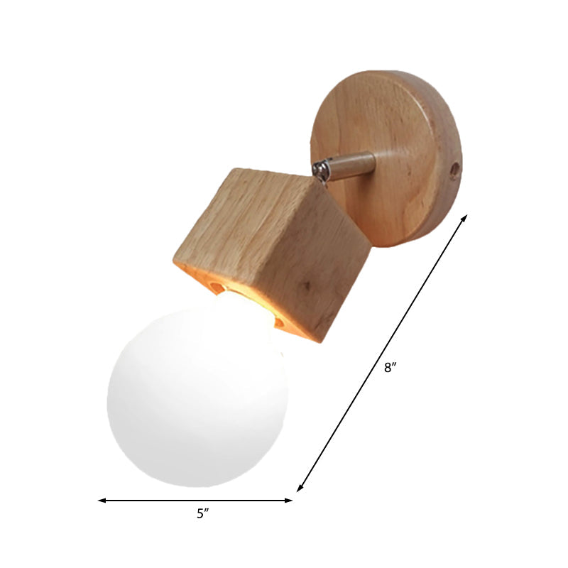 Frendorf | Zwart/Wit 1 Hoofdwandlamp Sconces Industrieel Stijl Houten Vierkante Wandmontage Lamp met Circulaire Wandplaat