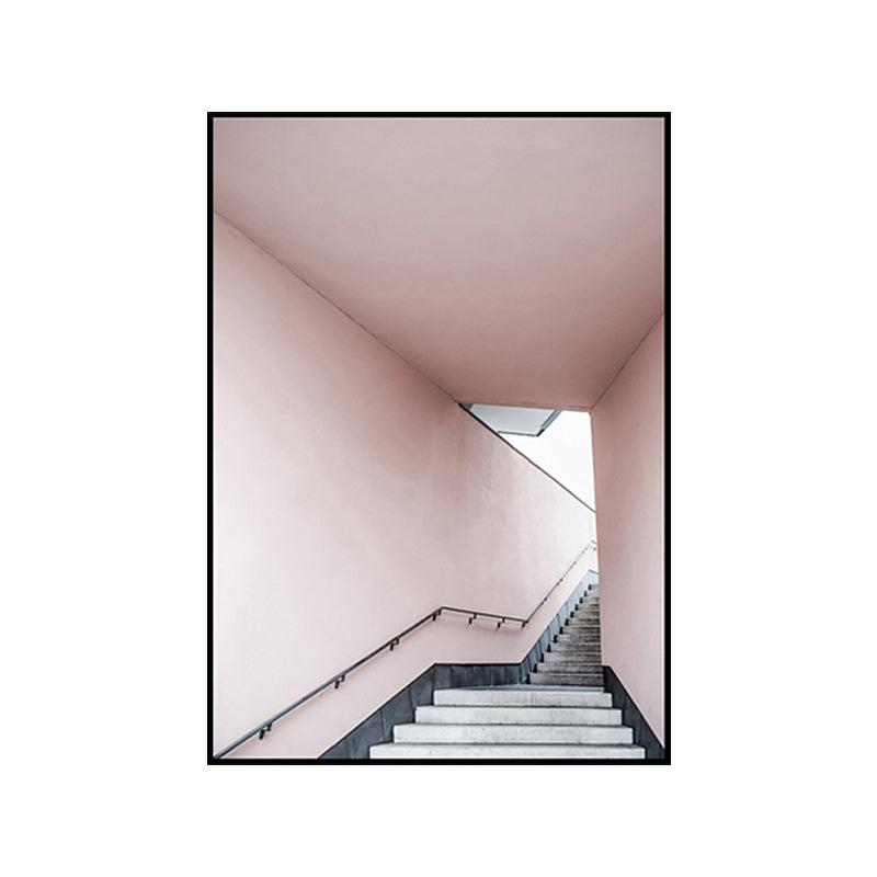 Frendorf | Rosa Treppen Eingang Leinwanddruck Architektur Nordic Stil Texturiertes Wandkunst