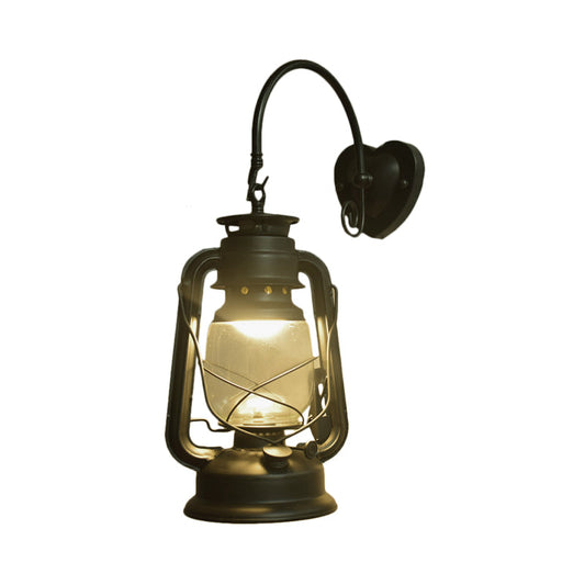 Frendorf | Coastal Lantern Wandverlichting Fixture 1 Gloeilamp Helder Glas Wandlamp in Zwart/Bronze/Koper voor Gang