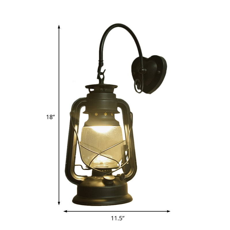 Frendorf | Coastal Lantern Wandverlichting Fixture 1 Gloeilamp Helder Glas Wandlamp in Zwart/Bronze/Koper voor Gang