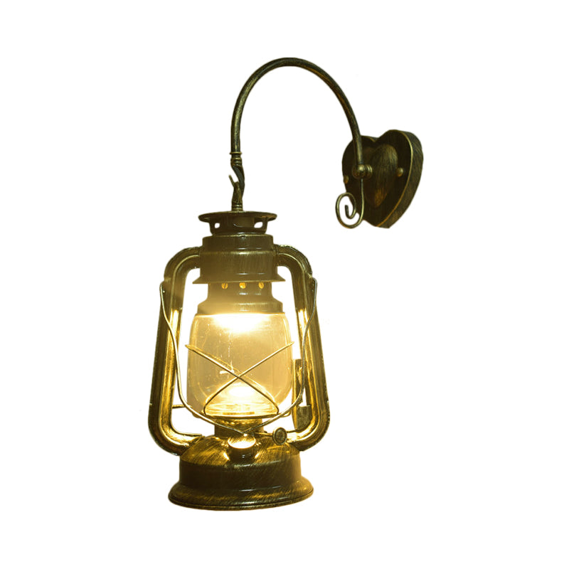 Frendorf | Coastal Lantern Wandverlichting Fixture 1 Gloeilamp Helder Glas Wandlamp in Zwart/Bronze/Koper voor Gang
