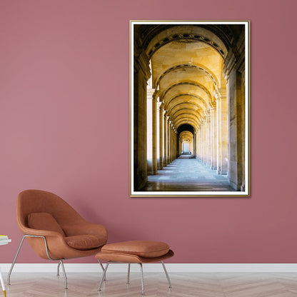 Gelbes Bogen Flur Wanddekor Architektur Moderner Stil Texturiertes Leinwand Kunst für Zuhause