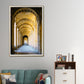 Gelbes Bogen Flur Wanddekor Architektur Moderner Stil Texturiertes Leinwand Kunst für Zuhause