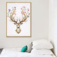 Elch mit Blumen Geweih Kunstdruck Trendige Leinwand Wanddekoration in Braun für das Wohnheimzimmer