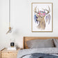 Elch mit Blumen Geweih Kunstdruck Trendige Leinwand Wanddekoration in Braun für das Wohnheimzimmer