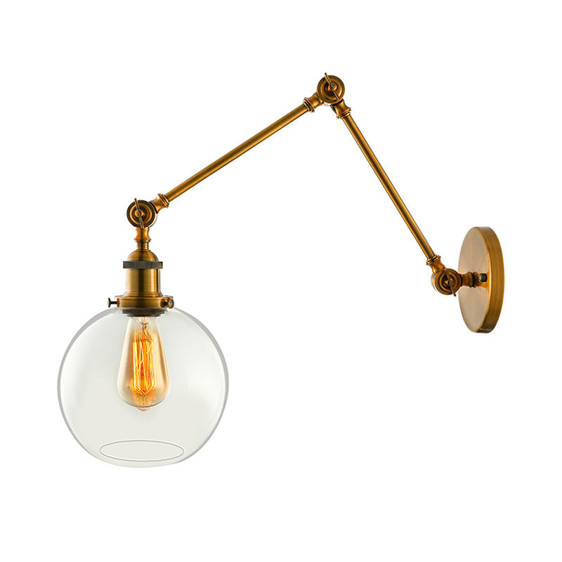 Frendorf | Messing Ein Licht Wandlampe Vintage Klarglas Sphärische Beleuchtungseinrichtung für Schlafzimmer