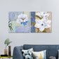 Frendorf | Blumenblüte Malerei Leinwand Blau und Weiß Modernistische Wandkunst Set für Hausinterieur