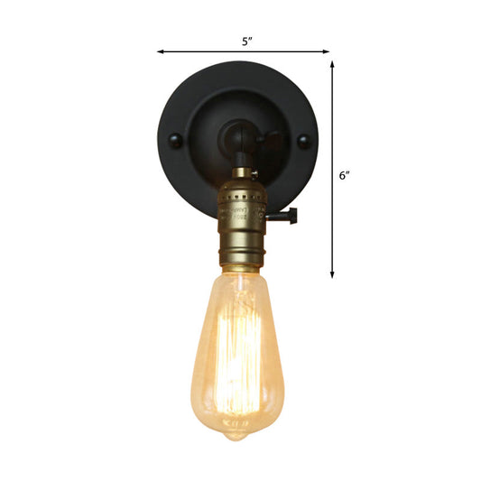 Frendorf | 1 Kop Metallic Wandverlichting Vintage Stijl Zwarte Afwerking Blootgestelde Gloeilamp Gang Wandlamp Fixture