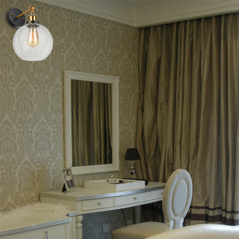 Frendorf | Sferische Woonkamer Wandlamp Fixture Industrieel Helder Glas 1 Lichts Brass Wandlamp