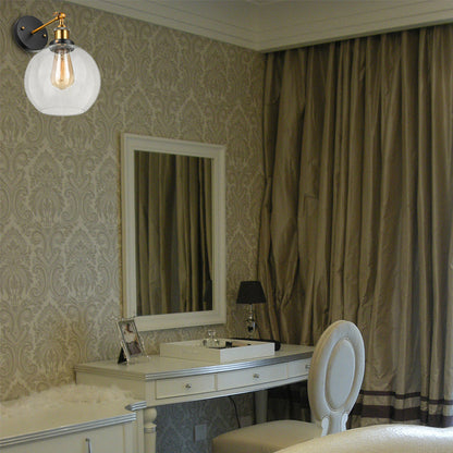 Frendorf | Sferische Woonkamer Wandlamp Fixture Industrieel Helder Glas 1 Lichts Brass Wandlamp