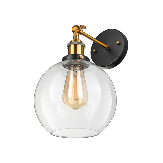 Frendorf | Sferische Woonkamer Wandlamp Fixture Industrieel Helder Glas 1 Lichts Brass Wandlamp