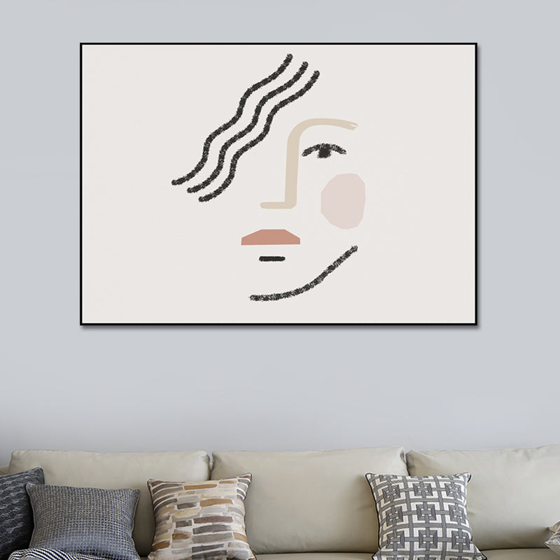 Frendorf | Big Girls Gesichtsportrait Malerei Weiße Leinwand Materialien Wandkunst Druck Strukturierter