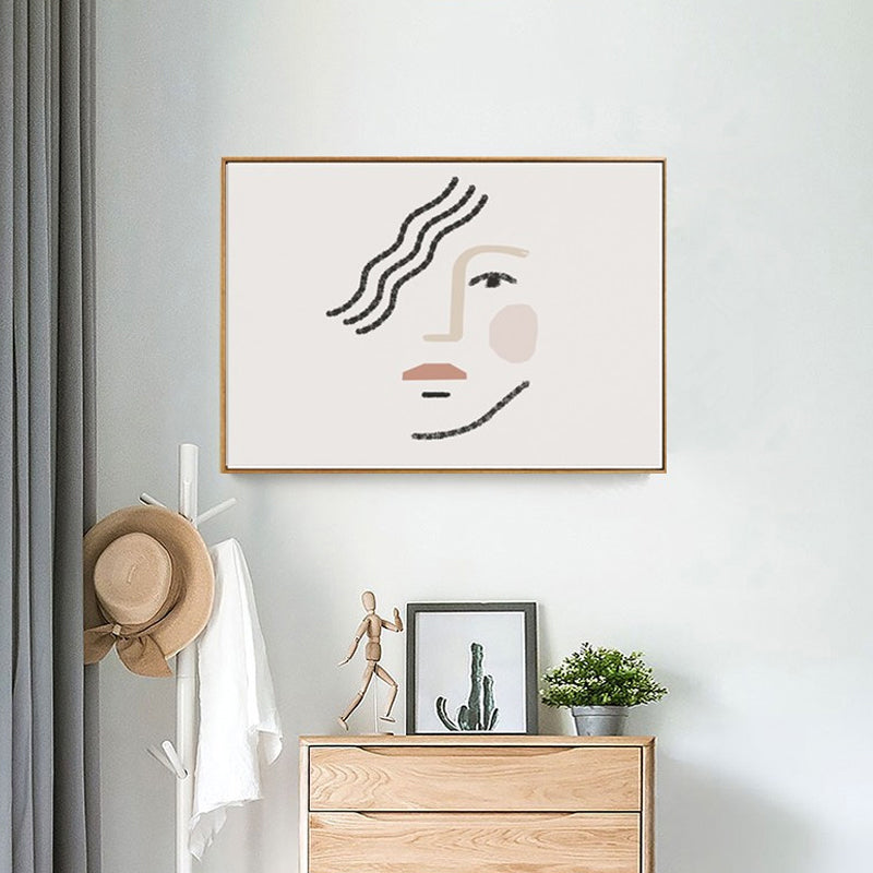 Frendorf | Big Girls Gesichtsportrait Malerei Weiße Leinwand Materialien Wandkunst Druck Strukturierter