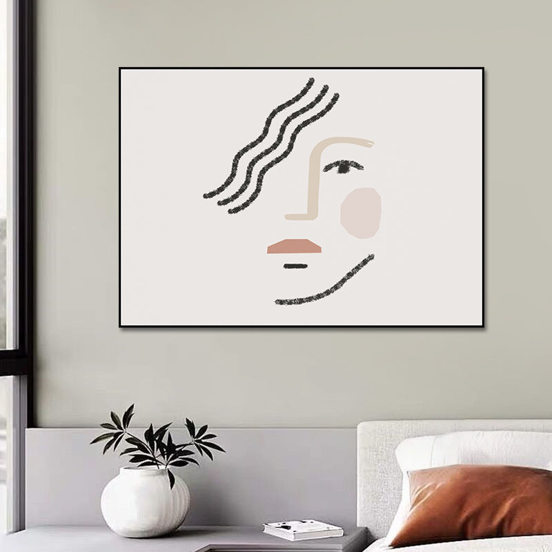 Frendorf | Big Girls Gesichtsportrait Malerei Weiße Leinwand Materialien Wandkunst Druck Strukturierter