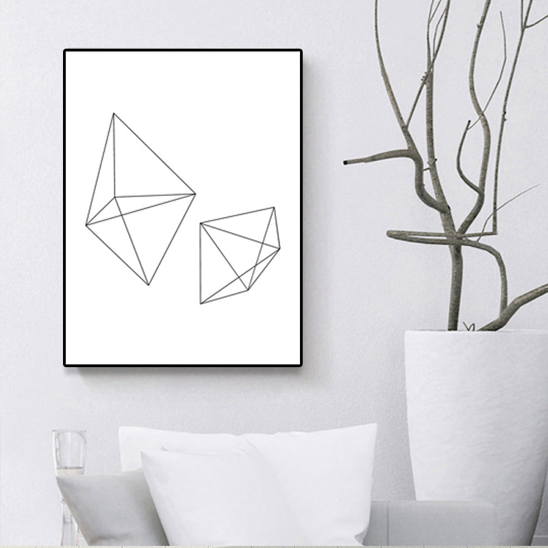 Frendorf | Weiße verschiedene geometrische Muster Kunst Texturiertes Gemälde für Schlafzimmer, mehrere Größen verfügbar