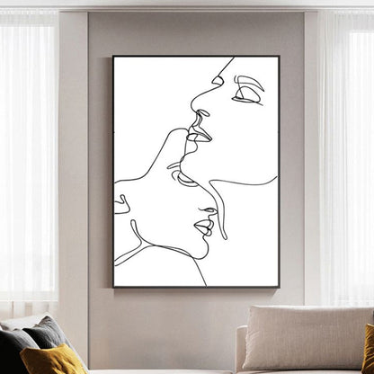 Frendorf | Nordic Style Charakter Muster Malerei Weiße Menschliche Kohlezeichnungen Wandkunst Druck