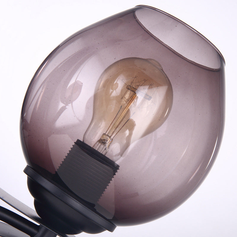 Frendorf | Ein Licht Wandleuchte mit Kugel-Schirm Graues Glas Industrielle Café Licht Armatur in Schwarz