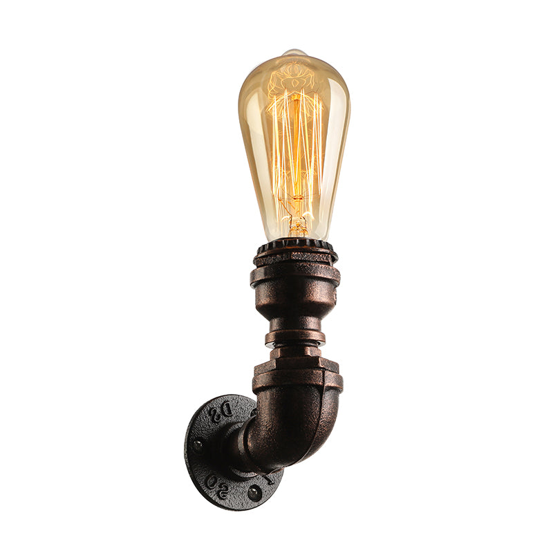 Frendorf | Wasserpfeife Metallic Wandbeleuchtung mit freiliegender Glühbirne Industrie 1 Licht Wohnzimmer Mini Wandmontage Licht in Schwarz/Kupfer