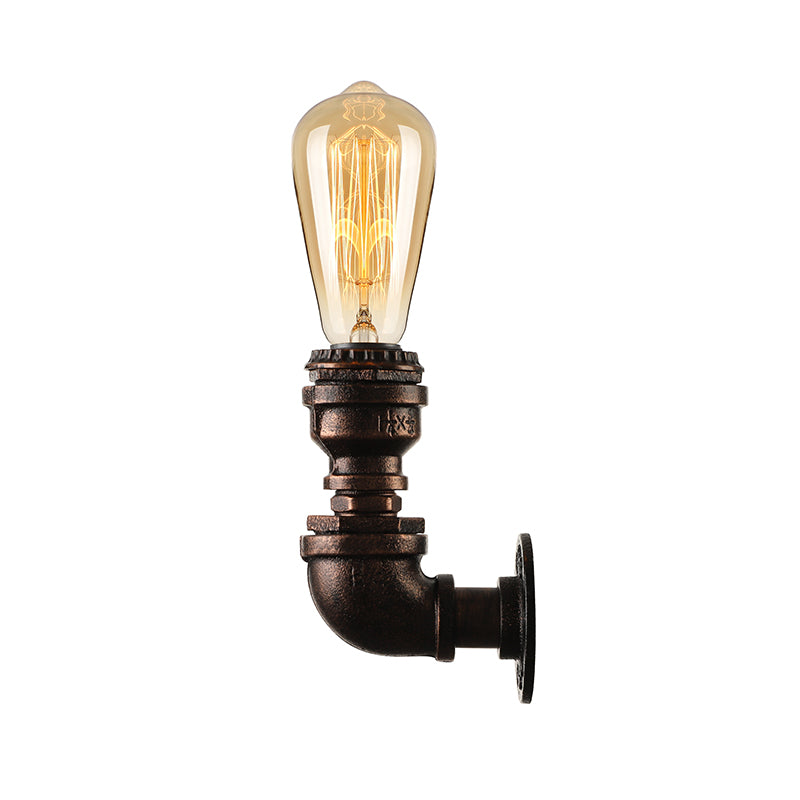 Frendorf | Wasserpfeife Metallic Wandbeleuchtung mit freiliegender Glühbirne Industrie 1 Licht Wohnzimmer Mini Wandmontage Licht in Schwarz/Kupfer