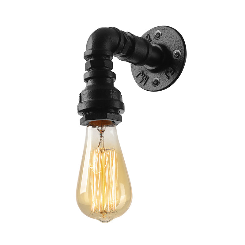 Frendorf | Wasserpfeife Metallic Wandbeleuchtung mit freiliegender Glühbirne Industrie 1 Licht Wohnzimmer Mini Wandmontage Licht in Schwarz/Kupfer