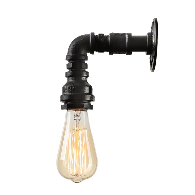 Frendorf | Wasserpfeife Metallic Wandbeleuchtung mit freiliegender Glühbirne Industrie 1 Licht Wohnzimmer Mini Wandmontage Licht in Schwarz/Kupfer