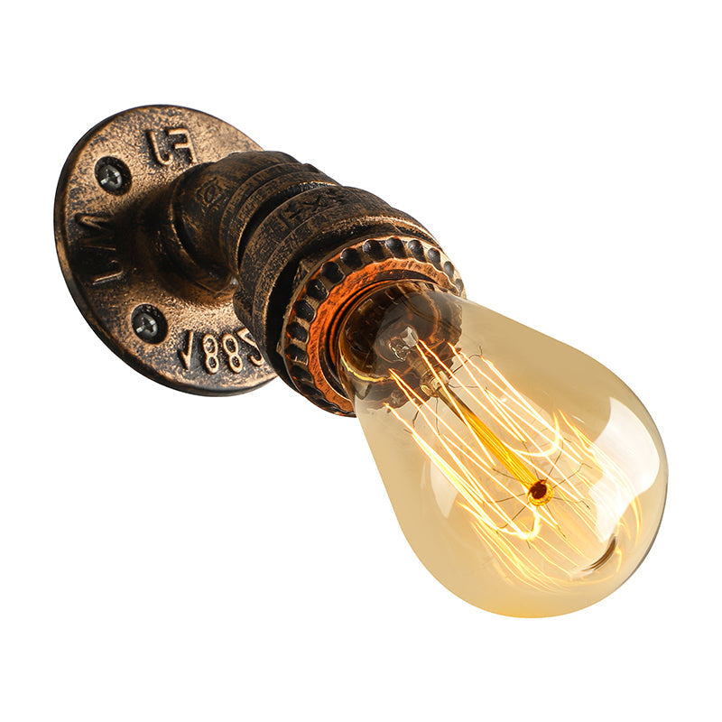 Frendorf | 1 Licht Wandverlichting Landhuisstijl Open Bulb IJzeren Mini Wandmontageverlichting met Waterpijp in Brons