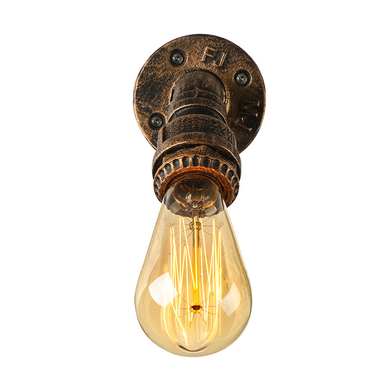 Frendorf | 1 Licht Wandverlichting Landhuisstijl Open Bulb IJzeren Mini Wandmontageverlichting met Waterpijp in Brons